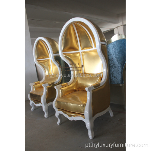 cadeira real de couro rei trono de jantar de ouro